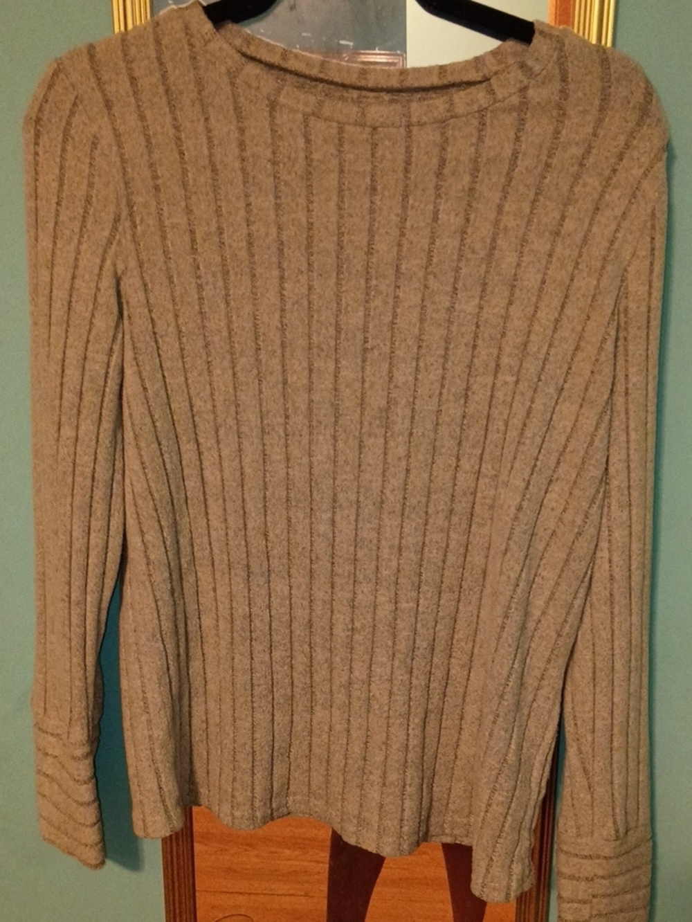 SHEIN Ribbed Crewneck Sweater in Beige